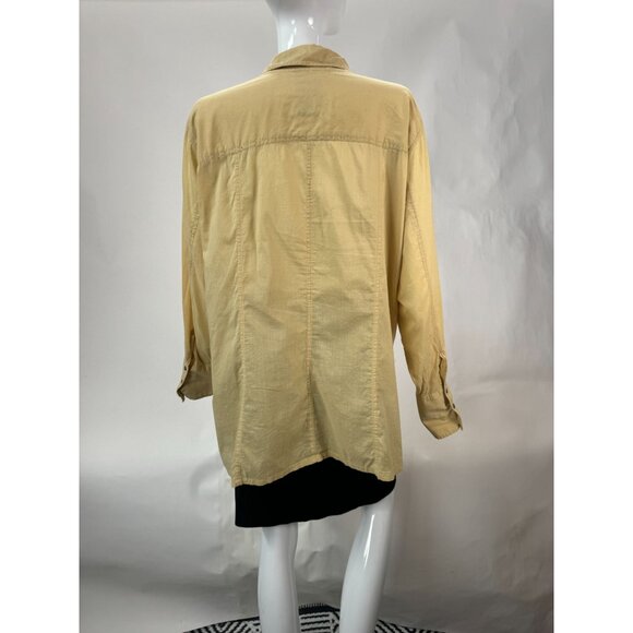 Calvin Klein Jeans Womens Beige Embroidered Button-Up Long Sleeve Shirt 2X - Picture 13 of 16